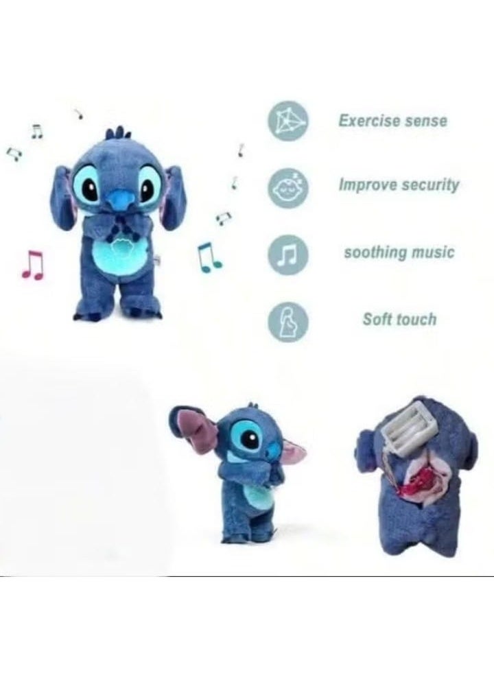 “30 cm Electric Plush STITCH Doll, a musical and interactive companion designed to comfort children at bedtime. Features engaging movements and soothing music for endless fun and relaxation. Made from high-quality PP cotton, soft and safe for children’s skin, making it a perfect gift that brings warmth and joy to every child.  Ideal for playtime, cuddling, and bedtime comfort. - Image 3